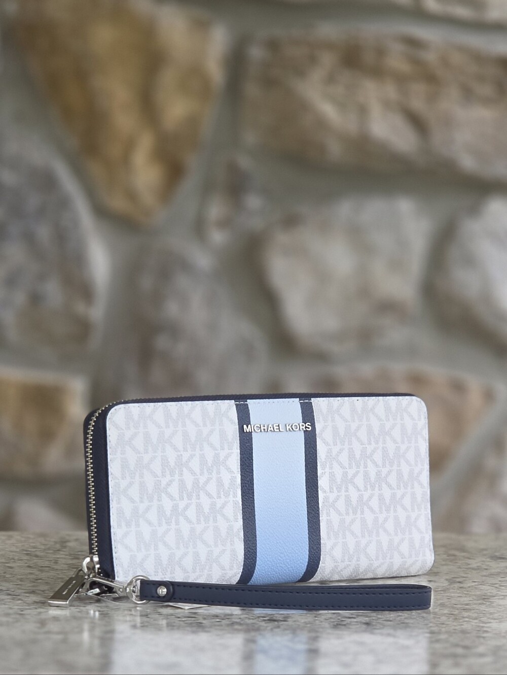 Michael Kors Jet Set Ombré Logo Center Stripe Continental Wristlet Wallet